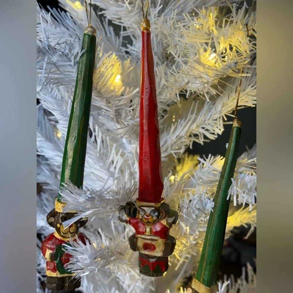 Vintage 1980’s 3 piece Festive Bear Ornaments - Red and Green